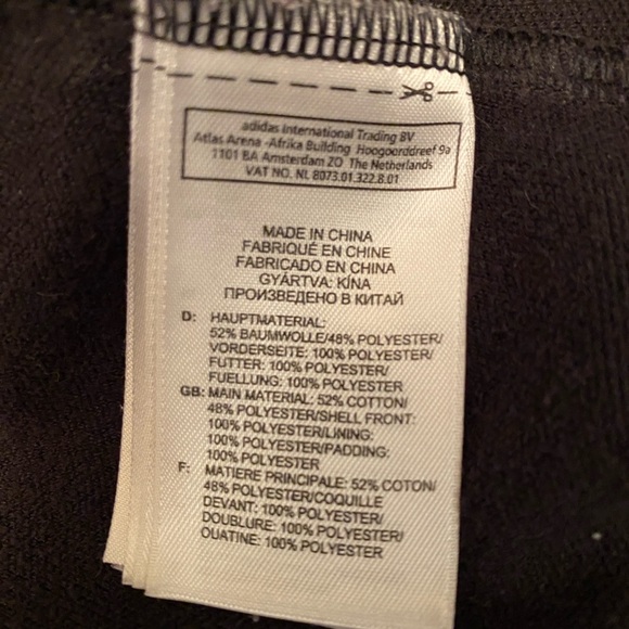 VGUC Adidas Track Warm Up Zip Up Jacket Triple Black All Over Logo Size Medium - Picture 5 of 6